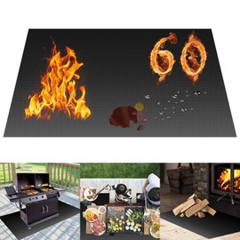 Resome - Alfombrillas de 152 x 99 cm para parrilla al aire última intervensión, aceite e impermeable, de doble cara a prueba de fuego, tapete de chimenea para barbacoa al aire última intervensión para