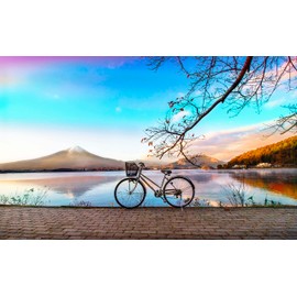 Pintoo Jigsaw Puzzles 1000 Piece for Adults - Bicycle Trip Collection - Bicycle by The Serene Lake Beautiful Plastic Puzzle for Home Decor Zero Dust Easy Storage [H2649]