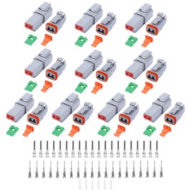 86 PCS Deutsch DT Grey 2 Pin Connectors 10 Set, Waterproof Electrical Wire Connector with Stamped Contacts and Seal Plug for Truck, Off-Road Vehicles, Construction, Marine, Motorcycle Wiring