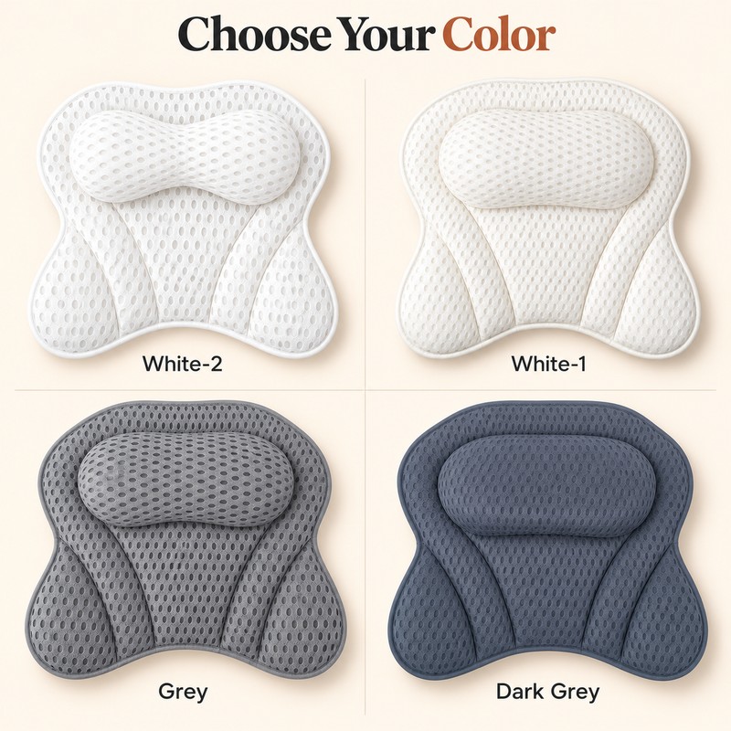 Bath Pillow for Tub with Suction Cups – Soft 4D