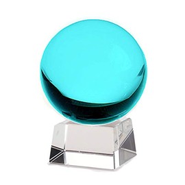 Amlong Crystal Aqua Crystal Ball 60mm (2.3 in.) Including Angled Crystal Stand and Gift Package