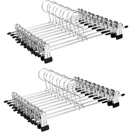 ID MAX Pants Hangers Skirt Hangers Set of 20 Non Slip Skirts Connecting Skirt Hangers Strong Clips to Keep Skirts from Fall Out Clips for Suit Coat (Width 11.2 inches) Black