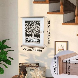 wocpvm Key Cabinet Wooden Key Cabinet Vintage Key Cabinet Wood with 6 Key Hooks Wooden Key Box Hollow Retro Design for Keys, Jewellery, Small Items