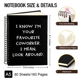 Msticey I Know I'm Your Favourite Coworker 160 Blank Pages Hardcover Spiral Notebook, New Job Gift For Coworker, Employee Appreciation Gifts, Thank You Gift, Coworker Gift, Office Friendship Gift