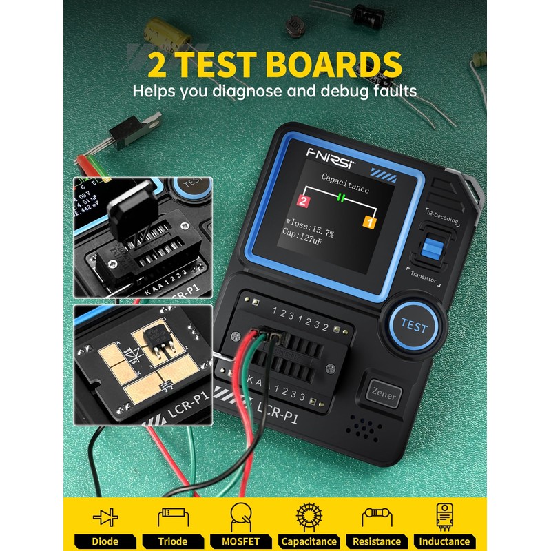 FNIRSI LCR-P1 Transistor Tester, Mosfet Transistor Capacitor Tester, SMD Electronic