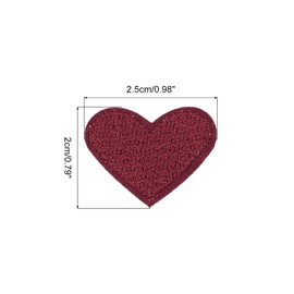MECCANIXITY Heart Shaped Iron on Patches Embroidered Sew Patches Appliques Garment Embellishments for Clothing Repair Backpack Shoes Decoration Wine Red Pack of 30