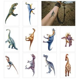 10 Sheets Cool Dinosaur Temporary Tattoos Stickers for Boys Kids, Birthday Decorations Dinosaur Party Favors