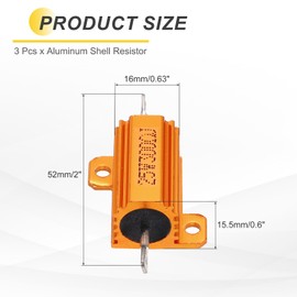 QUARKZMAN 3 Stück 25W 300 Ohm 5% Aluminiumgehäuse Widerstand, Drahtgewickelte Widerstände Schraubanschluss Chassis Montiert, Gold