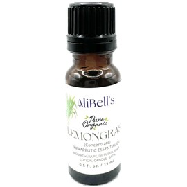 AliBell's Pure Organic Lemongrass Essential Oil Concentrate, Therapeutic Grade, Undiluted (15mL) Diffuser Oil, Bath Oil