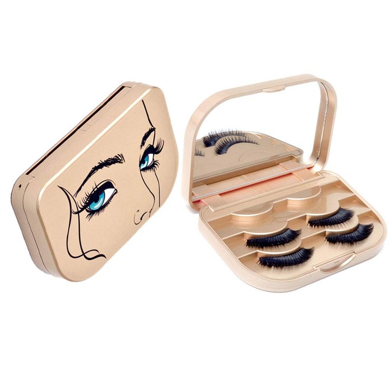 YiQiYi Cosmetic Case Empty Eyelashes Storage Case with Makeup Mirror