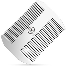 EDC-Metal Hair & Beard Comb - Credit Card Size Perfect for Wallet and Pocket - Anti-Static Dual Action Stainless Steel Comb, White