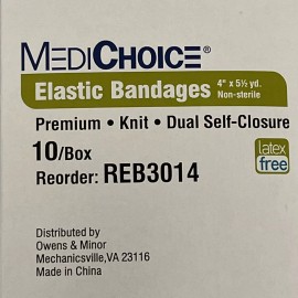 MediChoice #REB3014 Dual Self-Closure Elastic Bandages, 4" x 5.5yd - Qty: 10