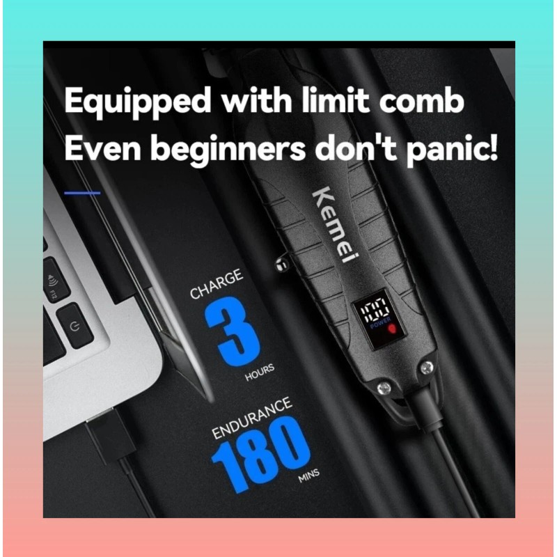 Kemei 2293 Cordless Hair Trimmer – 0mm Zero Gapped, Pro