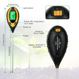 flintronic 4 in 1 Soil Tester, Ground Moisture/PH/Light/TemperatureTester, Garden Agriculture Moisture Tester, Compact & Lightweight, Suitable For Indoor And Outdoor Vegetable Bed Gardens, Etc