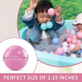 Ball Pit Balls for Kids, 200 pcs 2.15 Inches Small Size Thicken Soft Plastic Crush Proof Ball Pit Balls BPA Phthalate Free Baby Toddler Toy Ball with 3 Color White Pink Light Pink