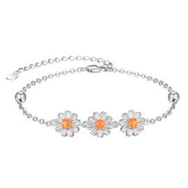KINGWHYTE Daisy Armband 925 Sterling Silber Armband Daisy Opal Armband für Frauen Mädchen Schmuck Daisy Geschenke