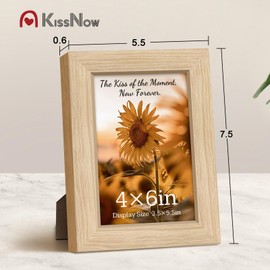 KissNow 4x6 Picture Frame 4 Pack, Natural Oak Wood Gallery Photo Frame, Wall Hanging or Tabletop Display