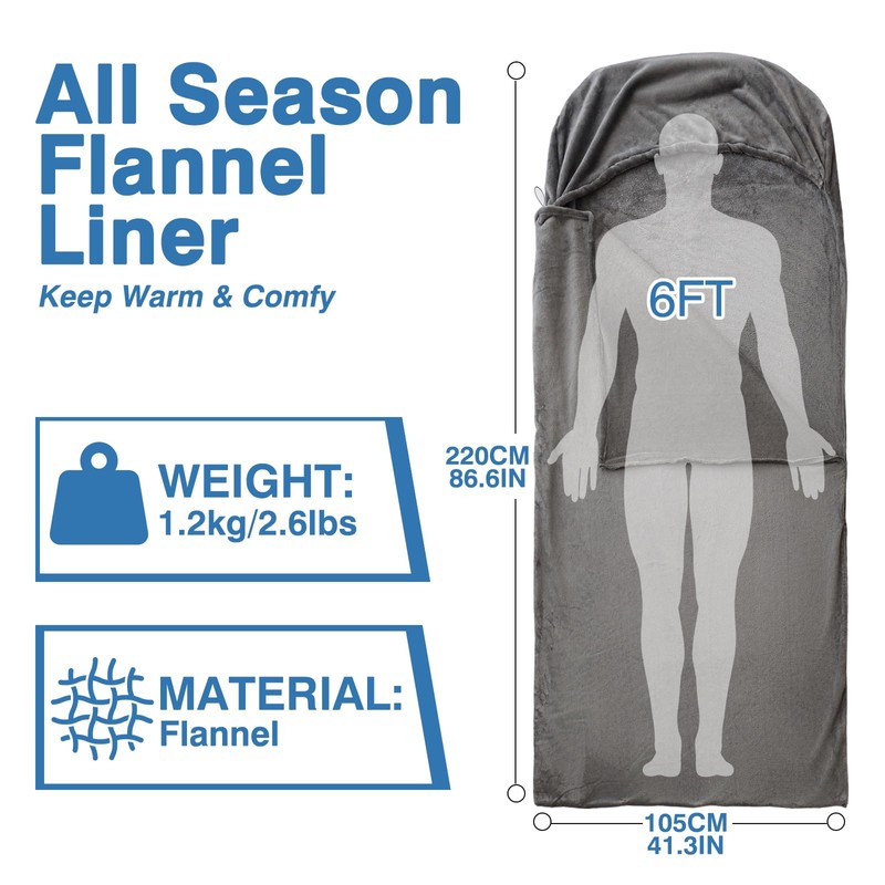 tuphen Flannel Sleeping Bag Liner, Travel Sheets for Adult Sleep