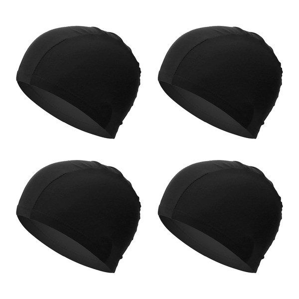 TUONYIS 4 Pieces Swimming Caps, Elastic Swim Caps, Comfortable Fabric
