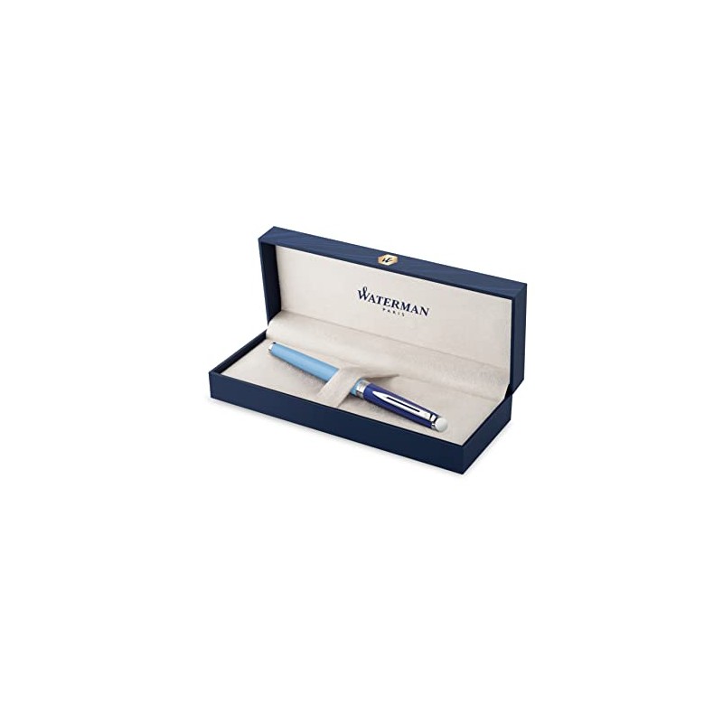 WATERMAN 2180128 Fountain Pen, F, Fine Point, Metropolitan, Essential, Blue,