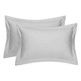 Comfort Beddings Heavy Quality Fitted Bed Sheets 100% Cotton Blend Oxford Pillow Cases Pack Of 2 Super Soft, Hypoallergenic Pillow Cover (Size 50 x 75 CM, Silver)
