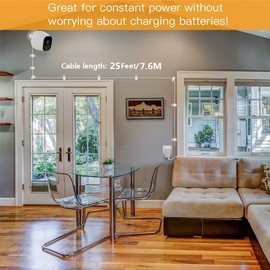 Power Cable 20Ft, Arlo Cord and Charger for Arlo Pro & Pro 2 and Arlo Go, Weatherproof Outdoor Indoor Arlo Power Cable