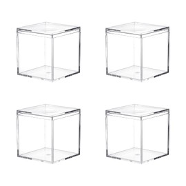 Dayaanee Acrylic Box with Lid, 4 Pack Small Square Acrylic Container 2.2x2.2x2.2Inch/55X55X55mm Plastic Square Cube Containers with Lid Storage Box for Candy Pill and Tiny Jewelry