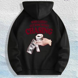 WHO CARES? GET SOME MONEY CHASING Graphic Hoodie 100% Cotton US Warehouse 7 ColorsColor: Blue, Size: M