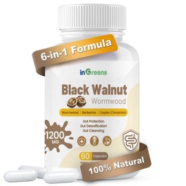 Black Walnut with Sweet Wormwood, Berberine, Ceylon Cinnamon, inulin, Olive Fruit, Digestive Health, 60 Capsules