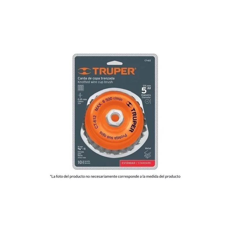 Truper Carda Copa, Alambre Trenzado Fino, 3' Esmeril Truper 14186