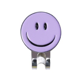 Magnetic Golf Ball Marker with Hat Clip Happy Smiley Face Purple