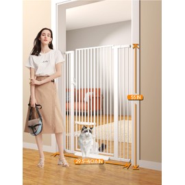 55.11" Extra Tall Cat Gate 29.5-40.6 Wide Cat Gate with Small Cat Door Safety Pet Gate NO Drilling Pressure Mount Kit for Cats and Dogs Indoor Doorways liveing Room Bedroom