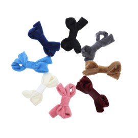 Motique Accessories 4.5 inch Wide Mix Faux Fur Hair Bow Hair Clip With Alligator Clip for Girls - Set of 8