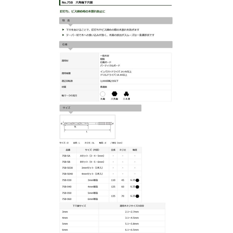 Star-M Hex Shaft Taper Point Bit