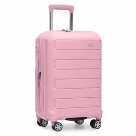 Traveler's Choice Pagosa Indestructible Hardshell Expandable Spinner Luggage, Pink, 22" Carry-on