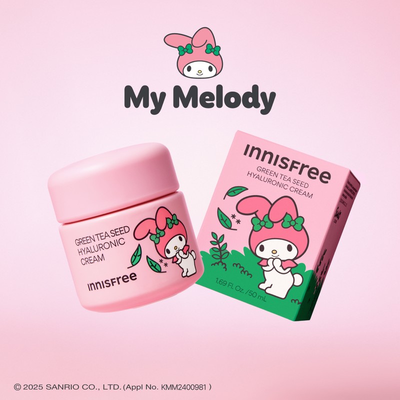 Innisfree / 이니스프리X마이멜로디 그린티 씨드 히알루론산 수분크림 / 진정 보습