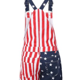 Women's American Flag Overalls 4th of July Stars and Stripes Bib Overalls Cotton Funny Summer Rompers Patriotic Jumpsuit Outfit Casual Adjustable Bibs Navy Medium