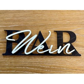 Wein-BAR Schild mit 3D-Schriftzug aus Holz (30cm) Schwarz