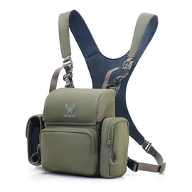 Binocular Harness Chest Pack: Waterproof Bino Case with Rangefinder Pocket for Hunting Birdwatching and Hiking - Color: Green
