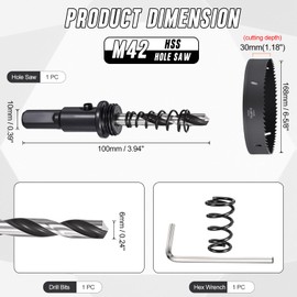 CoCud 6-5/8"(168mm) Hole Saw, M42 Bi-Metal Hex Shank Hole Cutters Drill Bit with Spring - Cutting Tool for Thick Metal Board Alloy Steel Plate. Black