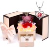 Nasjac Flor Rosa Eterna,Collar y Pendientes,Oso LED,Regalo Ideal para Mujer
