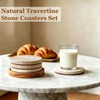 4" Round Natural Travertine Marble Coasters with Cork Backing,Stone Drink