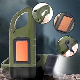 Simpeak 2 Piezas Linterna LED, LED Lintern a de Mano Resistente al Agua con Cargador Solar Linterna Dinamo para Ciclismo/Camping/Montañismo - Verde del Ejército