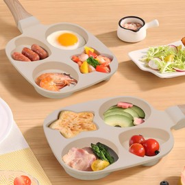 4-Cup Nonstick Omelette Skillet Egg Frying Pan, Healthy Breakfast Pancake Pan for Pancake, Hamburger, Bacon, Easy to Clean, Detachable Bakelite HandleSuitable for Gas Stove & Induction Cookware (1)