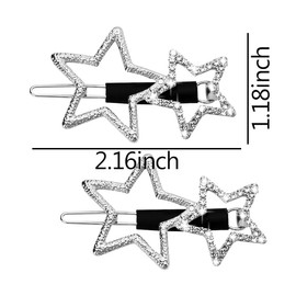 Star Hair Clips Pins for Women Girls Elegant Hair Barrettes Clip for Thick Thin Hair Sparkly Stars Hair Accessories Decorations for Women Girls Fashion Silver Headdress Hairclip 2Pcs
