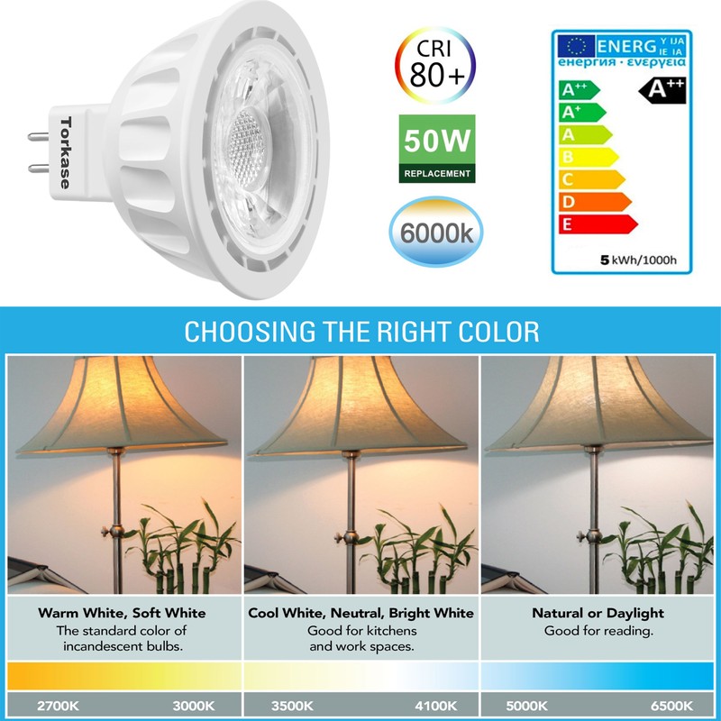 10 Pack MR16 LED Bulbs, 5W 12V, GU5.3 Bi-Pin Base,