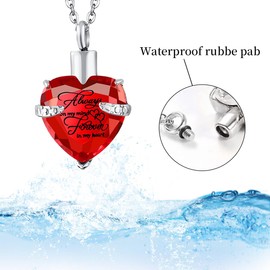 5 Piece Urn Necklace for Ashes, Red Cremation Jewelry for Ashes, Crystal Heart Cross Cubic Ashes Necklace with Angel Wing, Ashe Keepsake for Men and Women with Small Spoon, Funnel, Velvet Bag