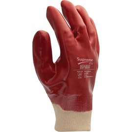 SUPREMETTF SUPREMELY TOUGH Pack of 6 Pairs Red Pvc Coated Gloves Size Large - Elasticated Cuffs for Comfort, Tear Resistant | Diy Health & Safety Work Gloves, Flexible & Comfy