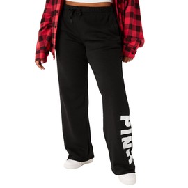Victoria's Secret Women's Pink Logo Heritage Sweatpants, Womens Sweatpants, Black, (L)