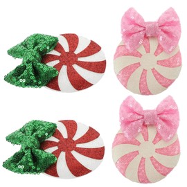 SAFIGLE 2 Pairs Christmas Sparkly Bow Hair Clips for Glitter Sequin Barrettes Festive Hair Accessories for Holiday Party Hairpins Securely Hold Hairstyles